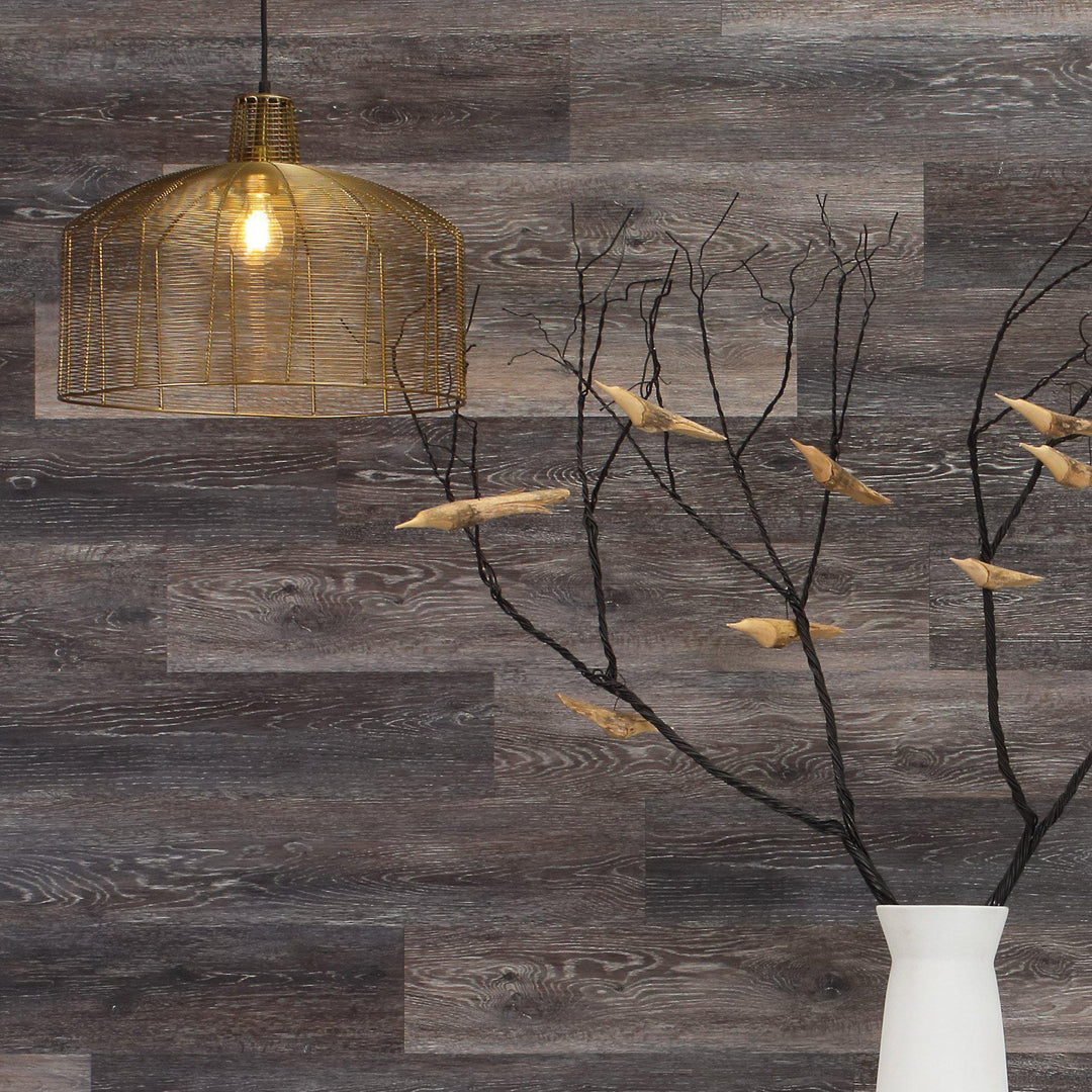Planks - Dark Weathered Gray Oak Peel and Stick Wall Planks - 6 - Inhabit