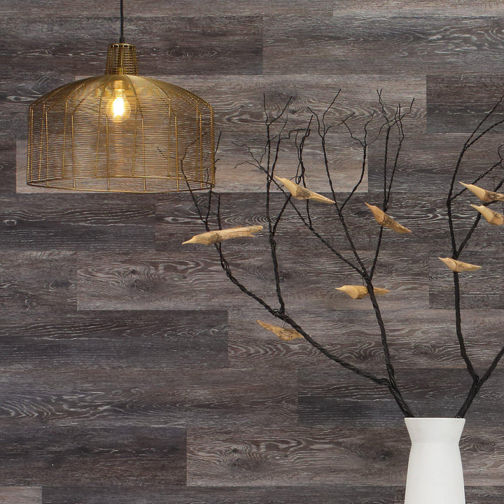 Planks - Dark Weathered Gray Oak Peel and Stick Wall Planks - 6 - Inhabit