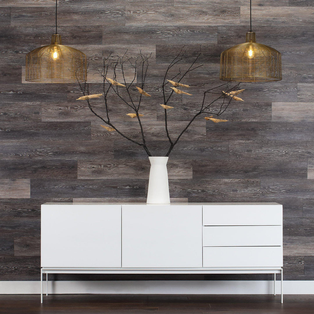 Planks - Dark Weathered Gray Oak Peel and Stick Wall Planks - 2 - Inhabit