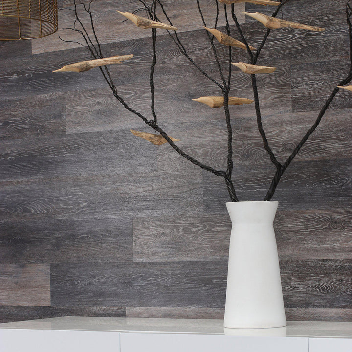 Planks - Dark Weathered Gray Oak Peel and Stick Wall Planks - 8 - Inhabit