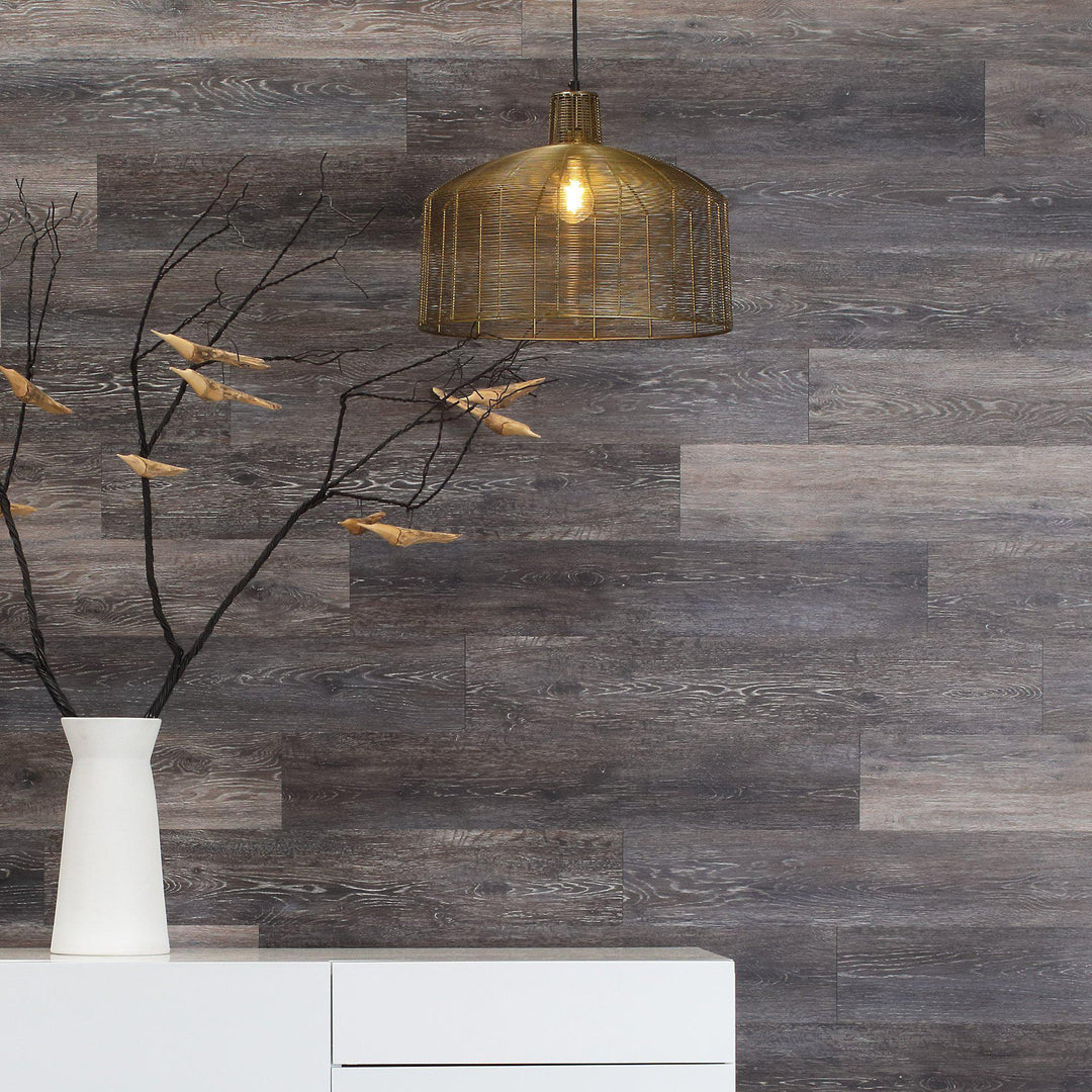 Planks - Dark Weathered Gray Oak Peel and Stick Wall Planks - 4 - Inhabit
