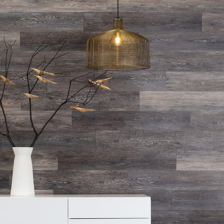 Planks - Dark Weathered Gray Oak Peel and Stick Wall Planks - 4 - Inhabit