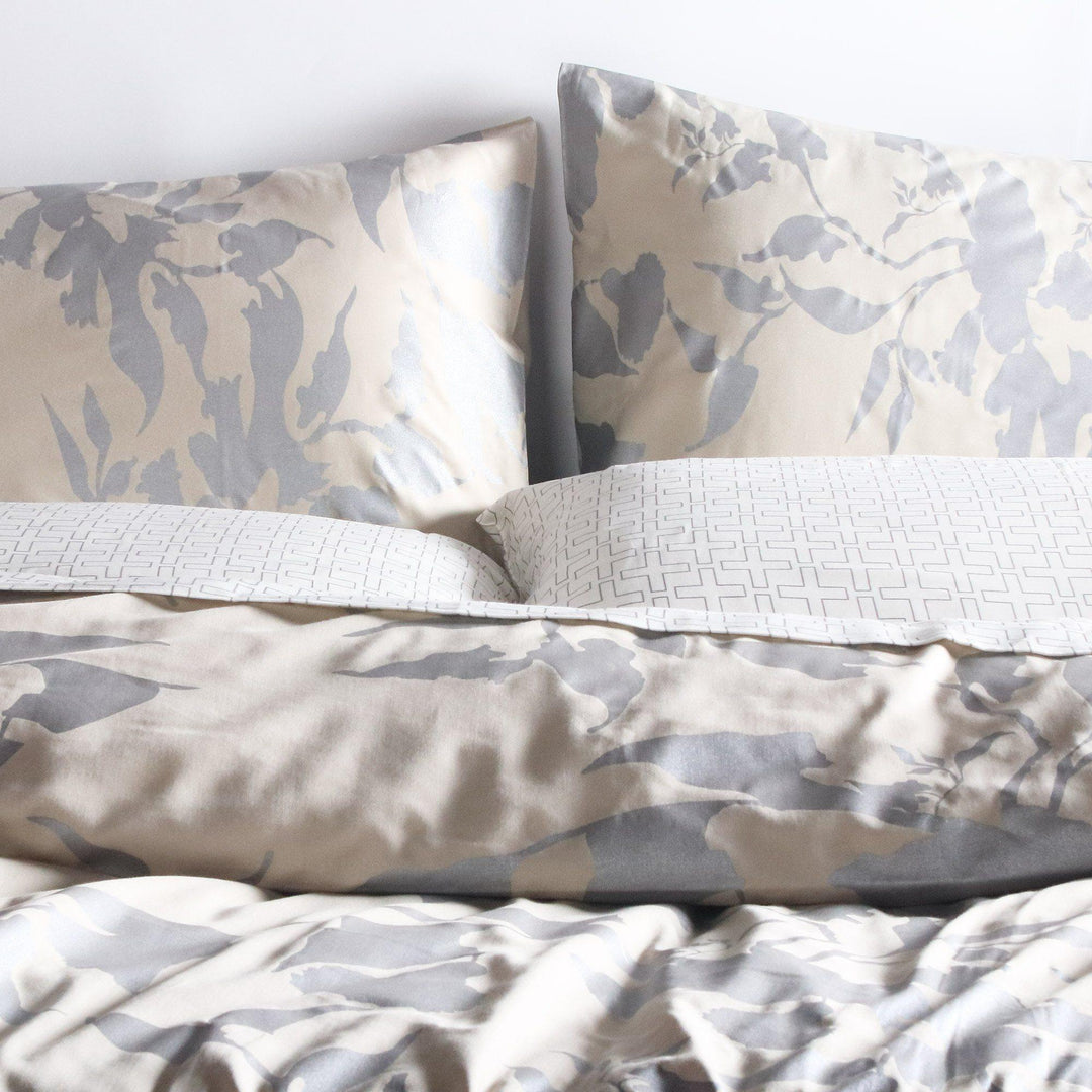 Bedding - Morning Glory in Silver Duvet Cover + Sham Set - 1 - Inhabit