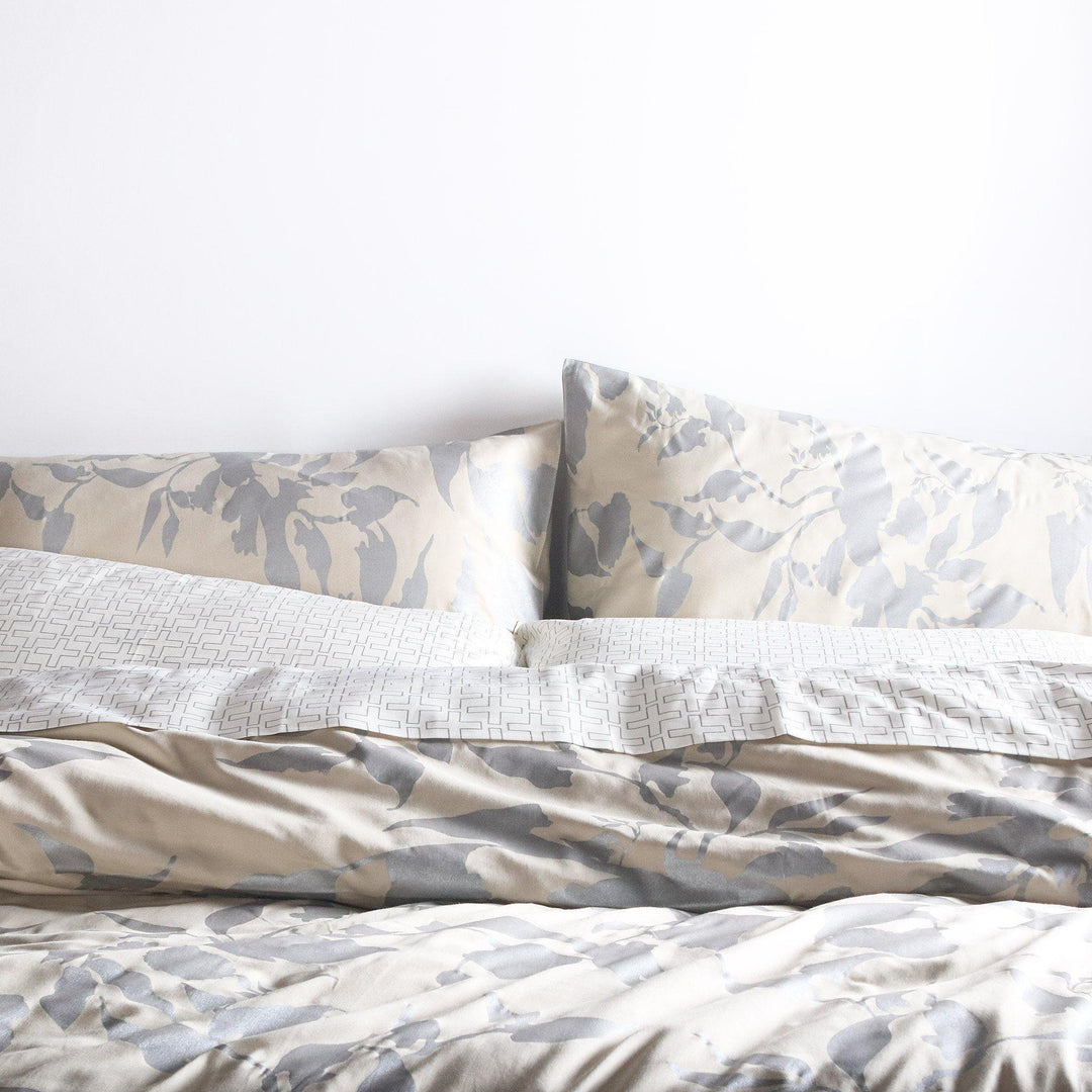 Bedding - Morning Glory in Silver Duvet Cover + Sham Set - 2 - Inhabit