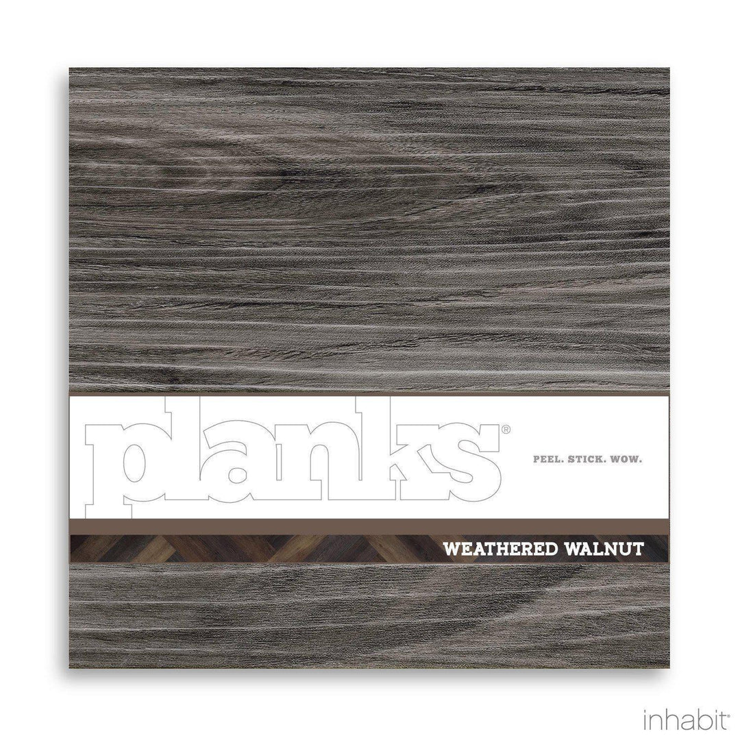 Planks - Weathered Walnut Peel and Stick Wood Wall Planks - 3 - Inhabit