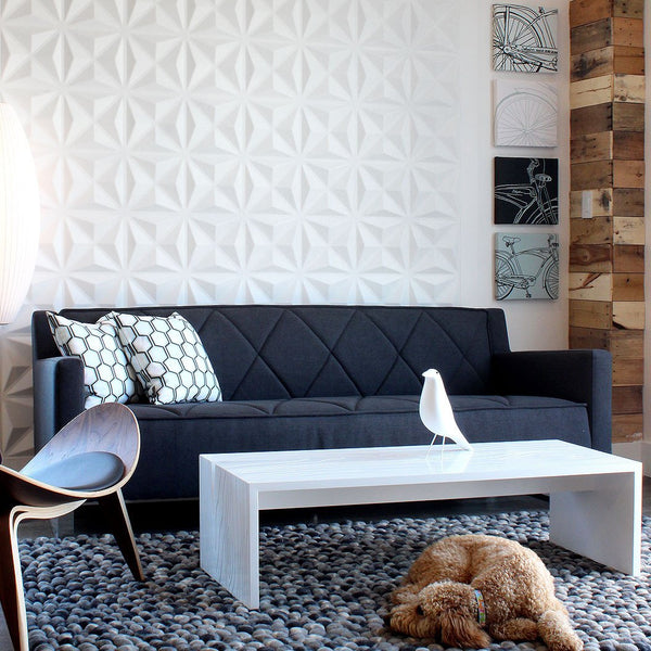 Facet Wall Flats Living Room Feature Wall Installation - Inhabit