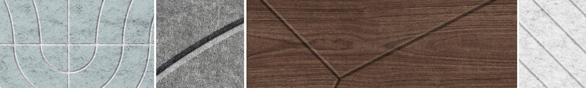 Inhabit HarmonyCARV PET felt acoustic wall panels with carved patterns.