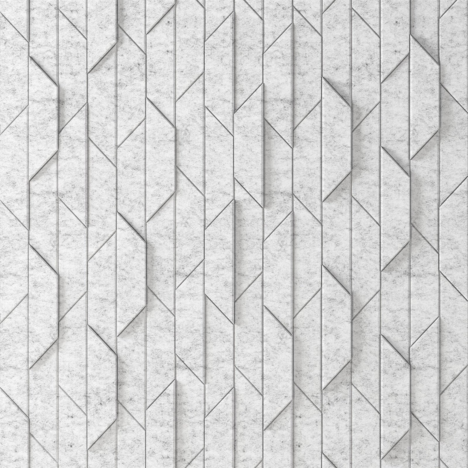 Light gray End Grain HarmonyCARV PET felt acoustic wall tiles by Inhabit