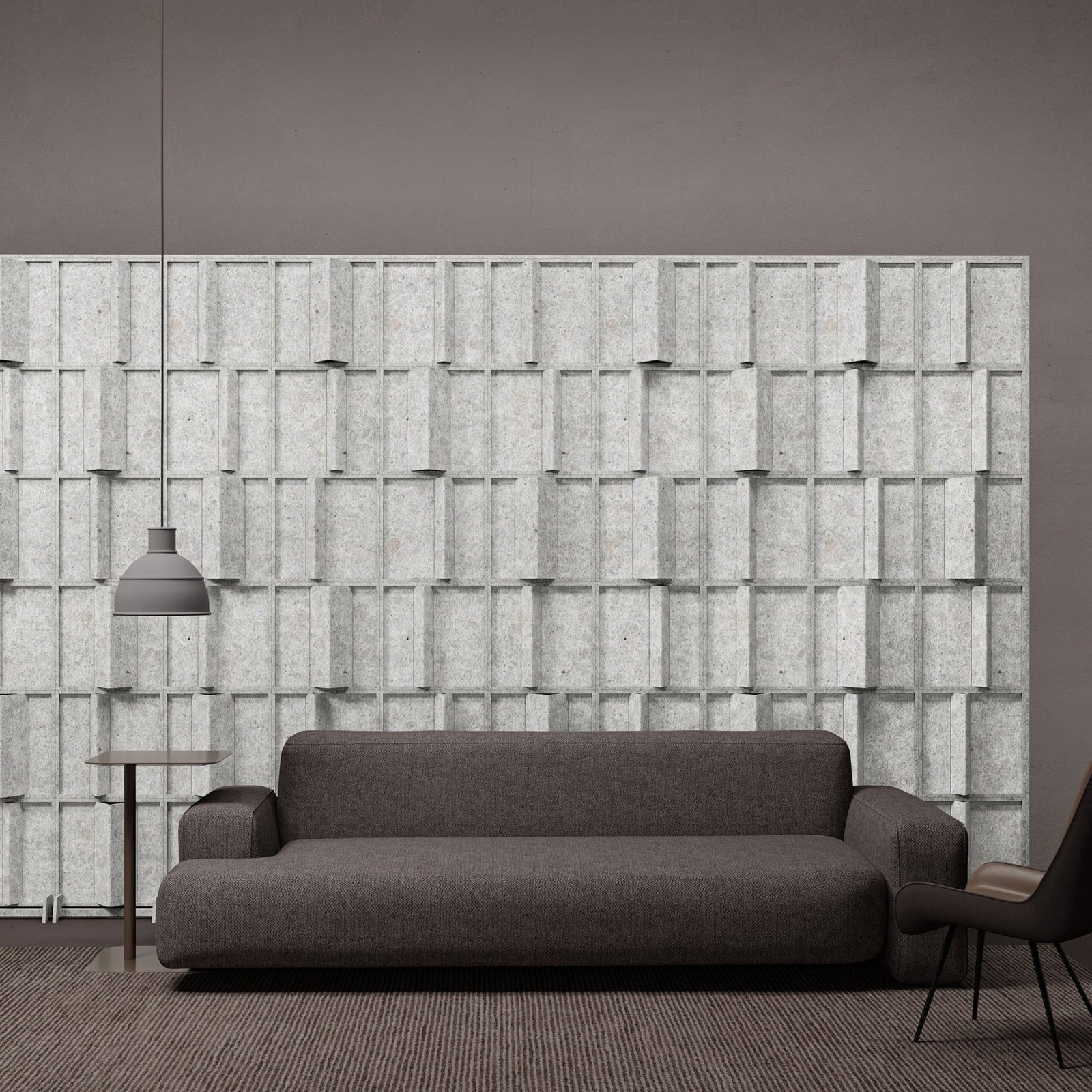 Pleat HarmonyBLOKS white terrazzo acoustic room divider by Inhabit.