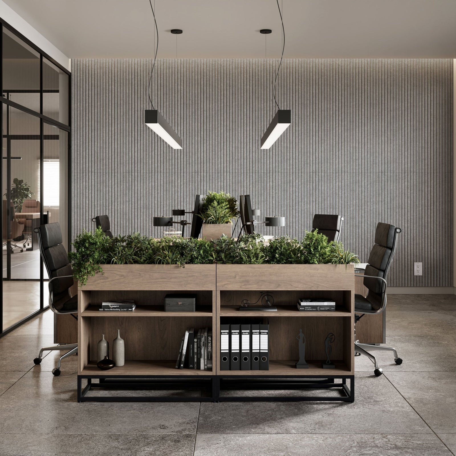 Slats HarmonyCARV acoustic panels installed in a modern interior.
