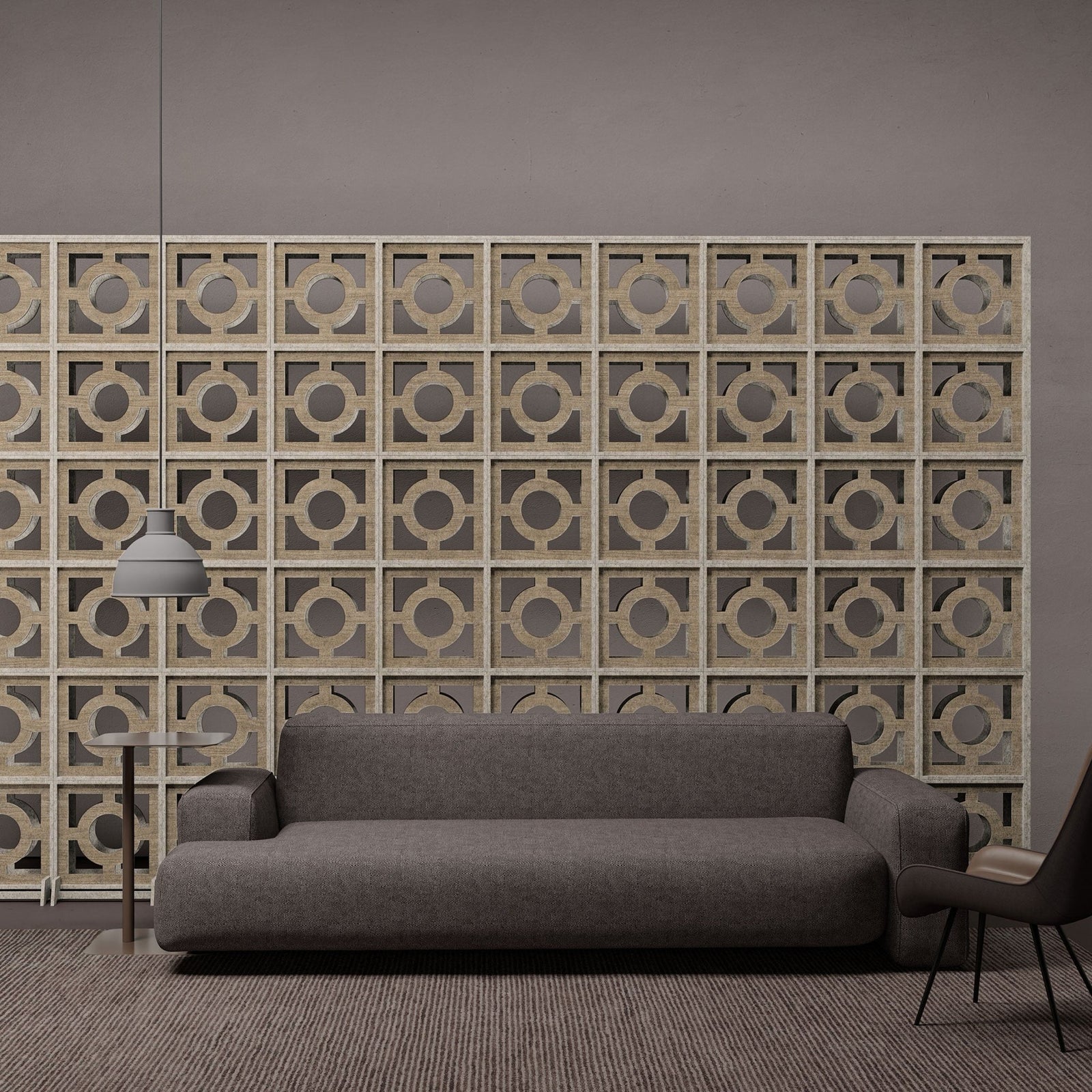 Sprue HarmonyBLOKS patterned acoustic room divider by Inhabit.