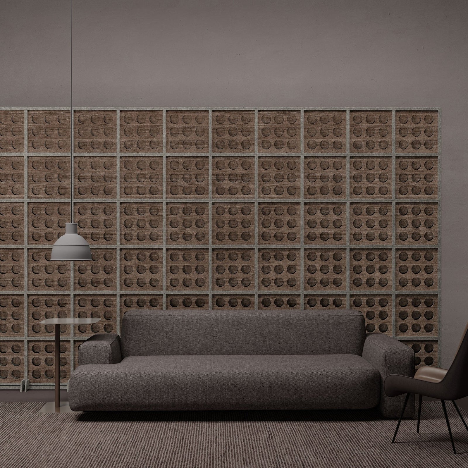 Tessell HarmonyBLOKS patterned acoustic room divider by Inhabit.