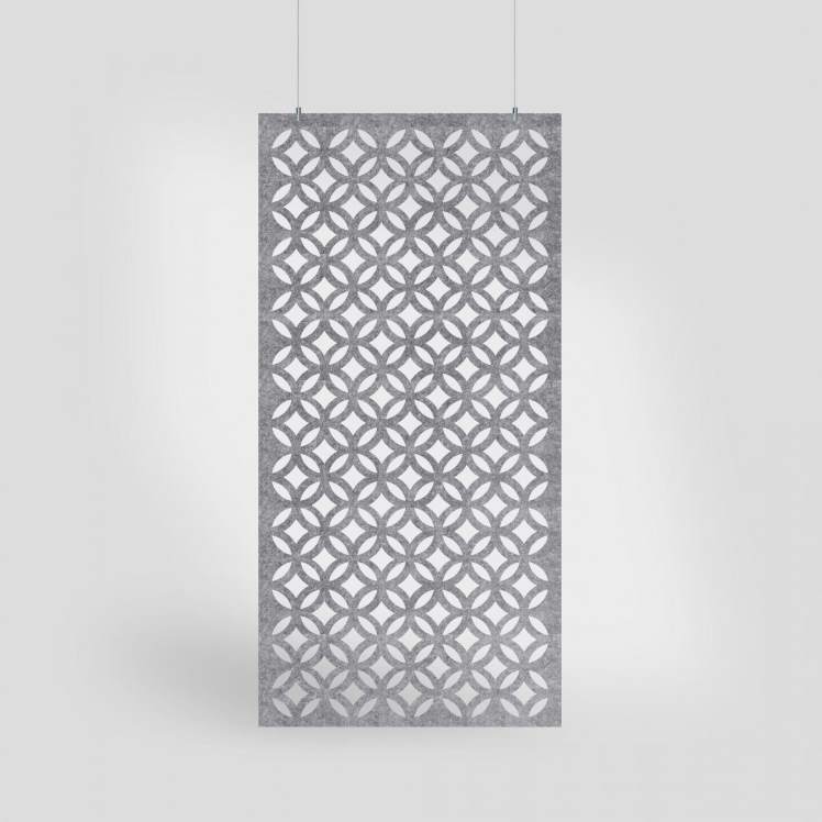 Gray Chrysalis HarmonyDIVDR PET felt acoustic room divider by Inhabit