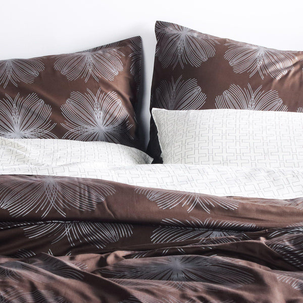Bedding - Aequorea in Chocolate & Silver Duvet Cover + Sham Set - 1 - Inhabit