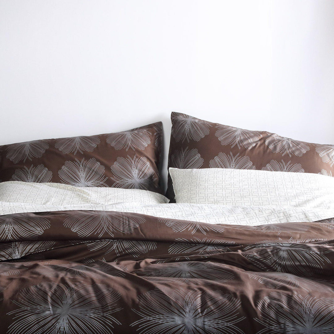 Bedding - Aequorea in Chocolate & Silver Duvet Cover + Sham Set - 2 - Inhabit