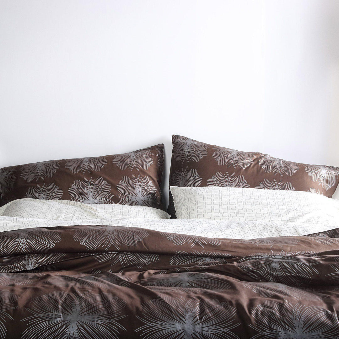 Bedding - Aequorea in Chocolate & Silver Duvet Cover + Sham Set - 3 - Inhabit