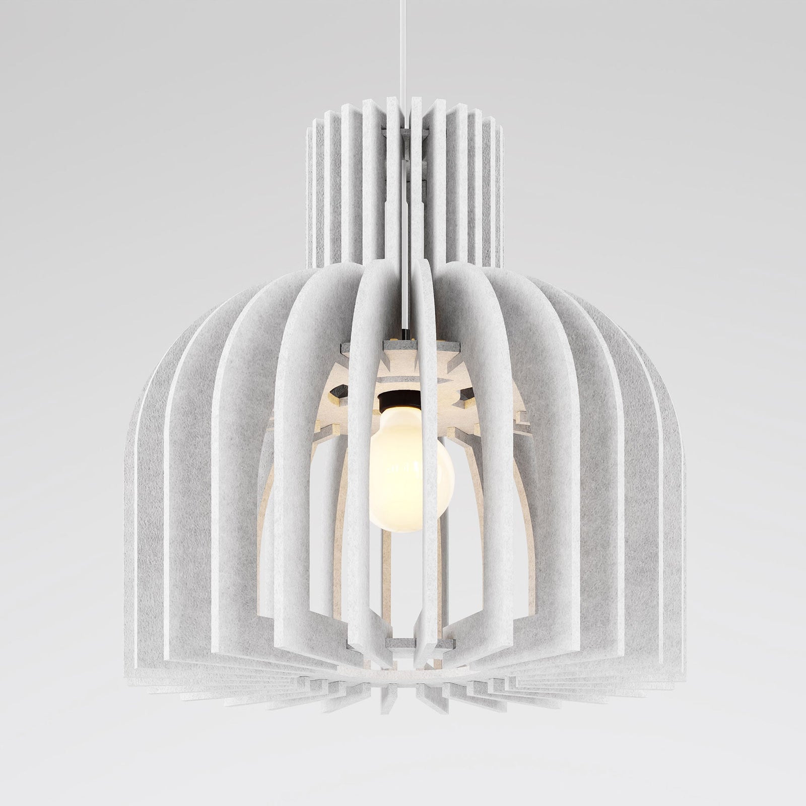 White Amien Harmony PET felt acoustic pendant light by Inhabit