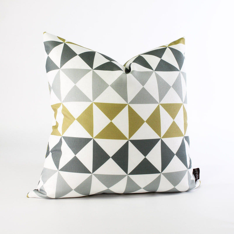Handmade Pillows - Angle in Mineral & Mustard Throw Pillow - 3 - Inhabit