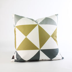 Handmade Pillows - Angle in Mineral & Mustard Throw Pillow - 1 - Inhabit