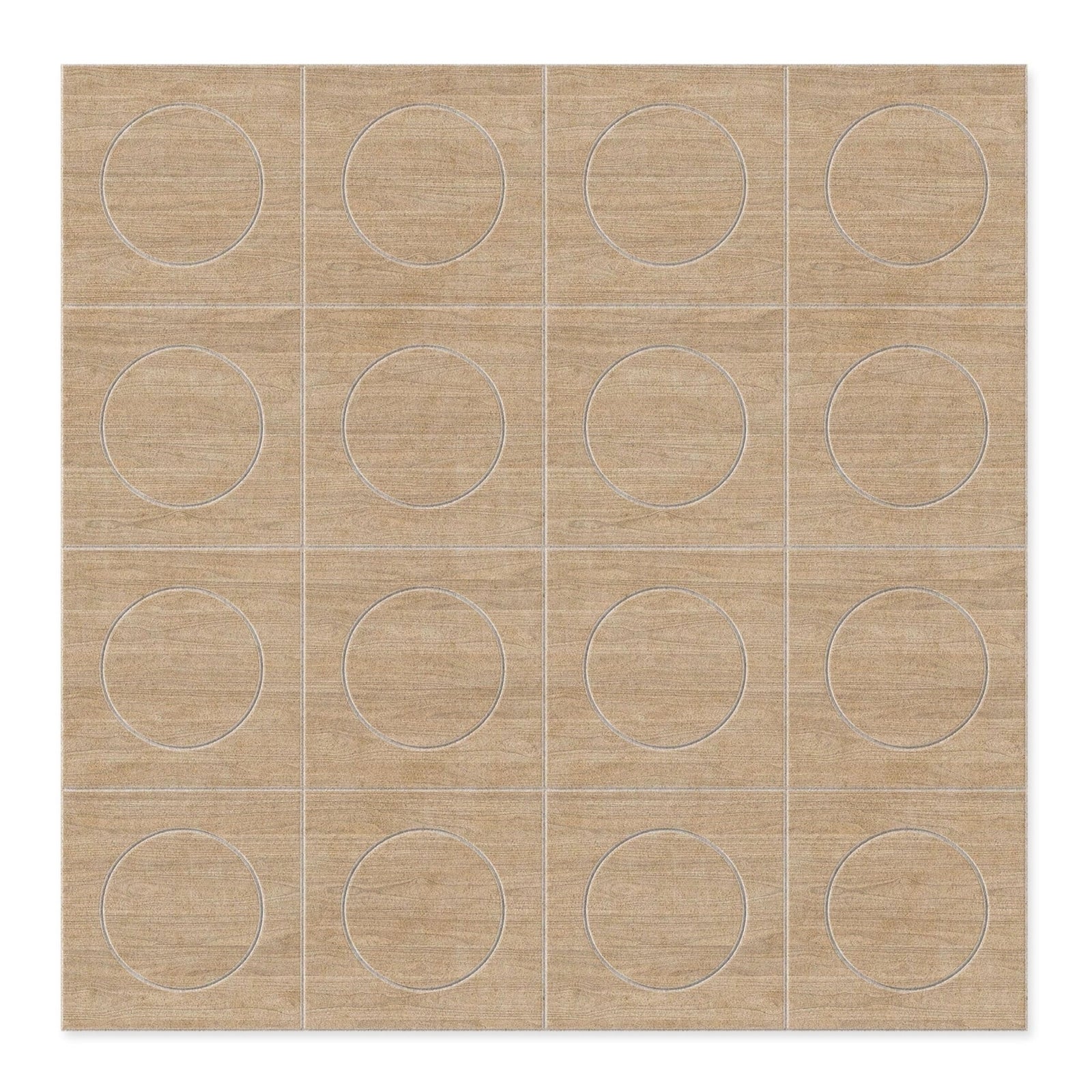 Natural oak Coil HarmonyCARV panels arranged in a repeating circle grid