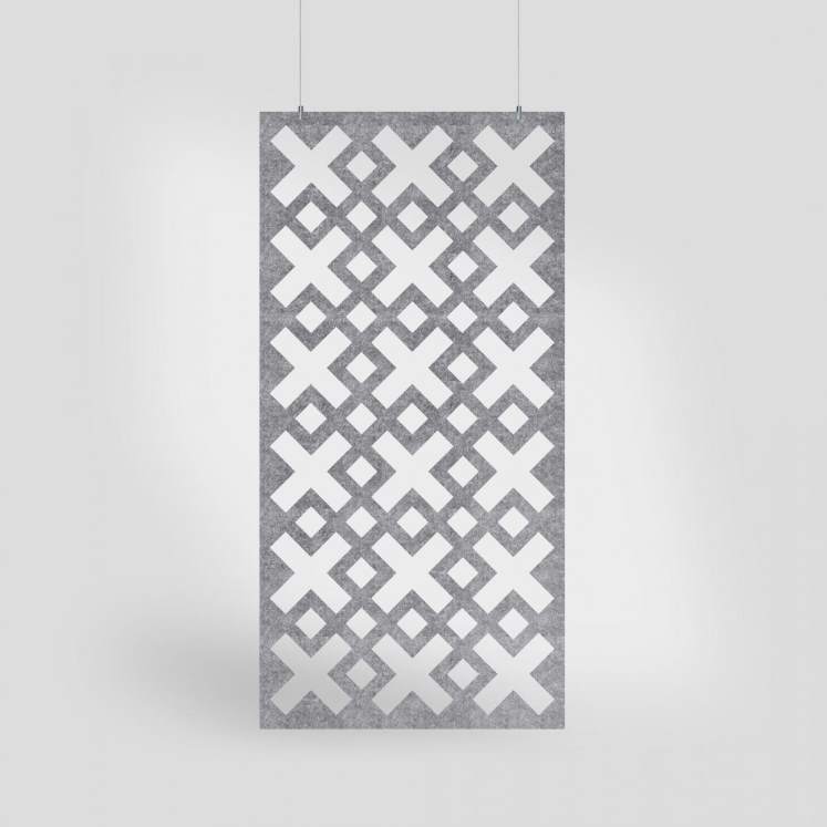 Gray Crosscut HarmonyDIVDR PET felt acoustic room divider by Inhabit