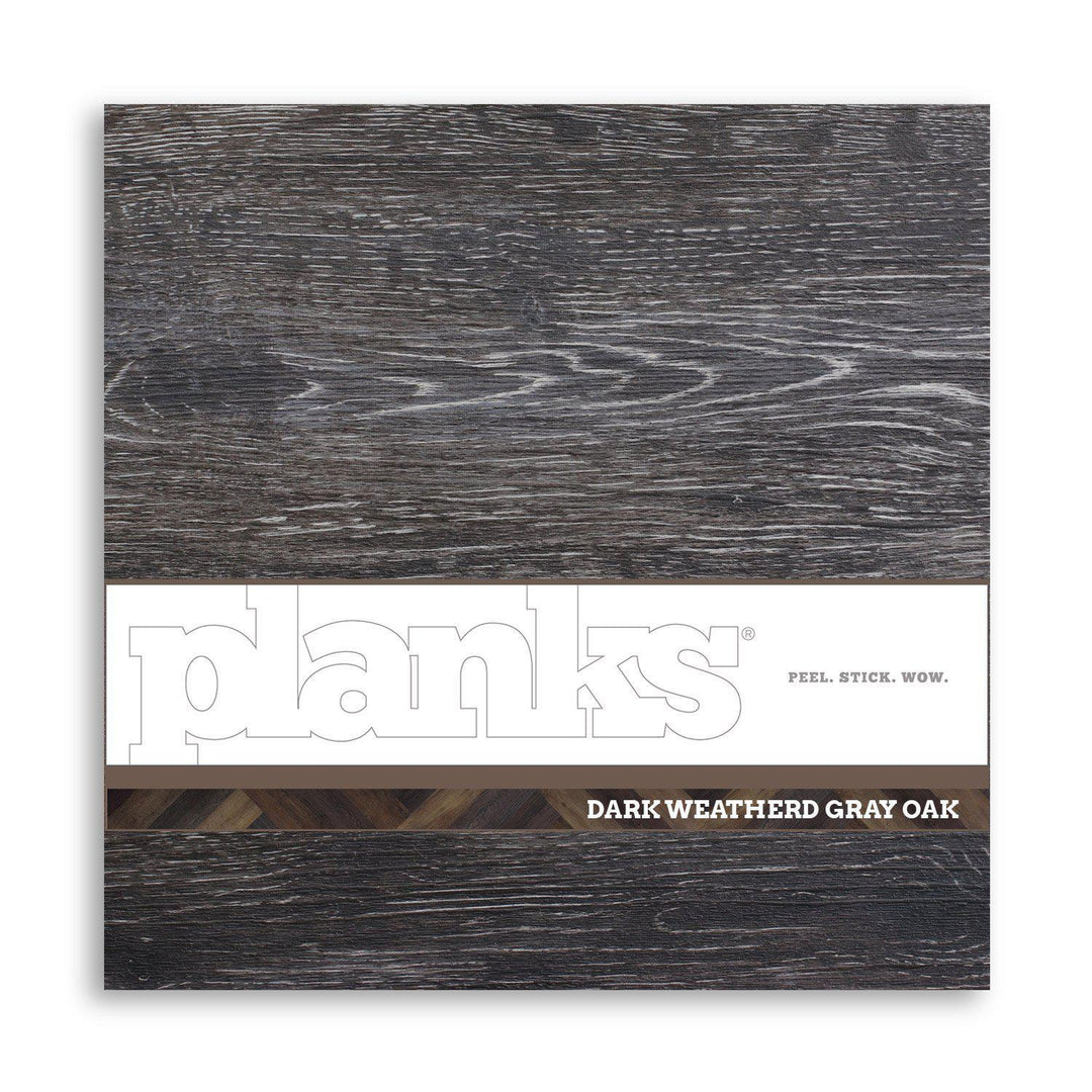 Planks - Dark Weathered Gray Oak Peel and Stick Wall Planks - 12 - Inhabit