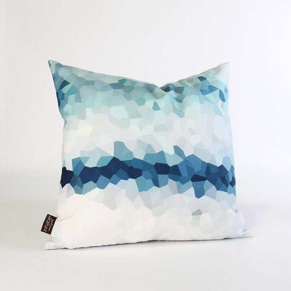 Handmade Pillows - Facet Fade in Aqua Throw Pillow - 1 - Inhabit