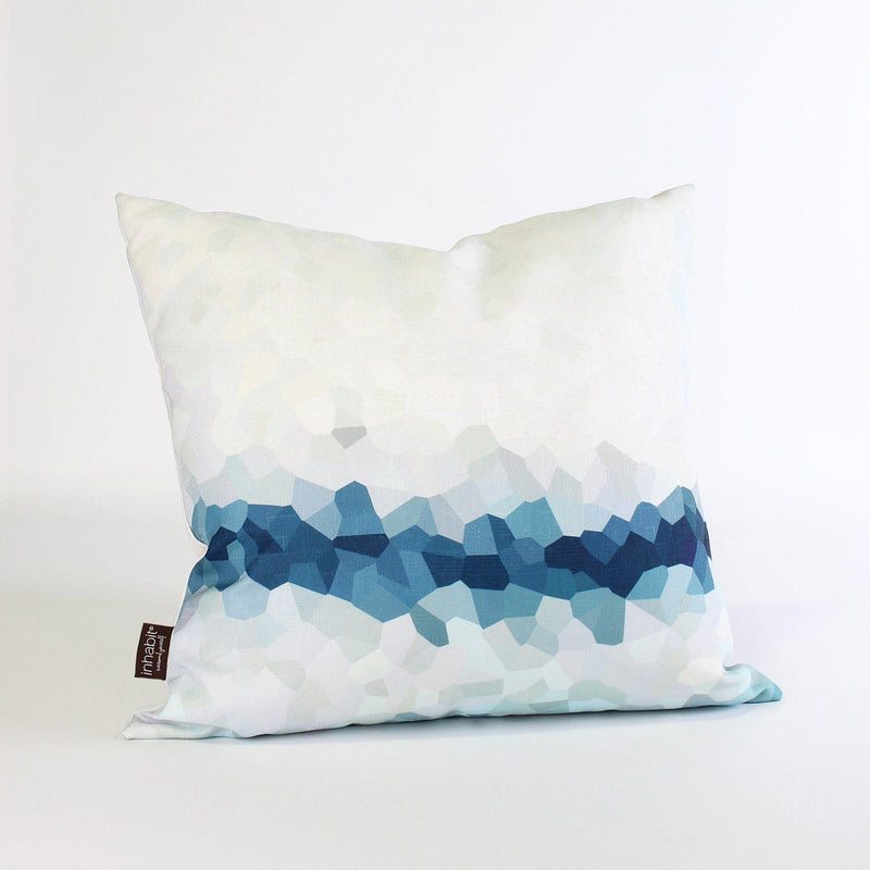Handmade Pillows - Facet Low in Aqua Throw Pillow - 1 - Inhabit