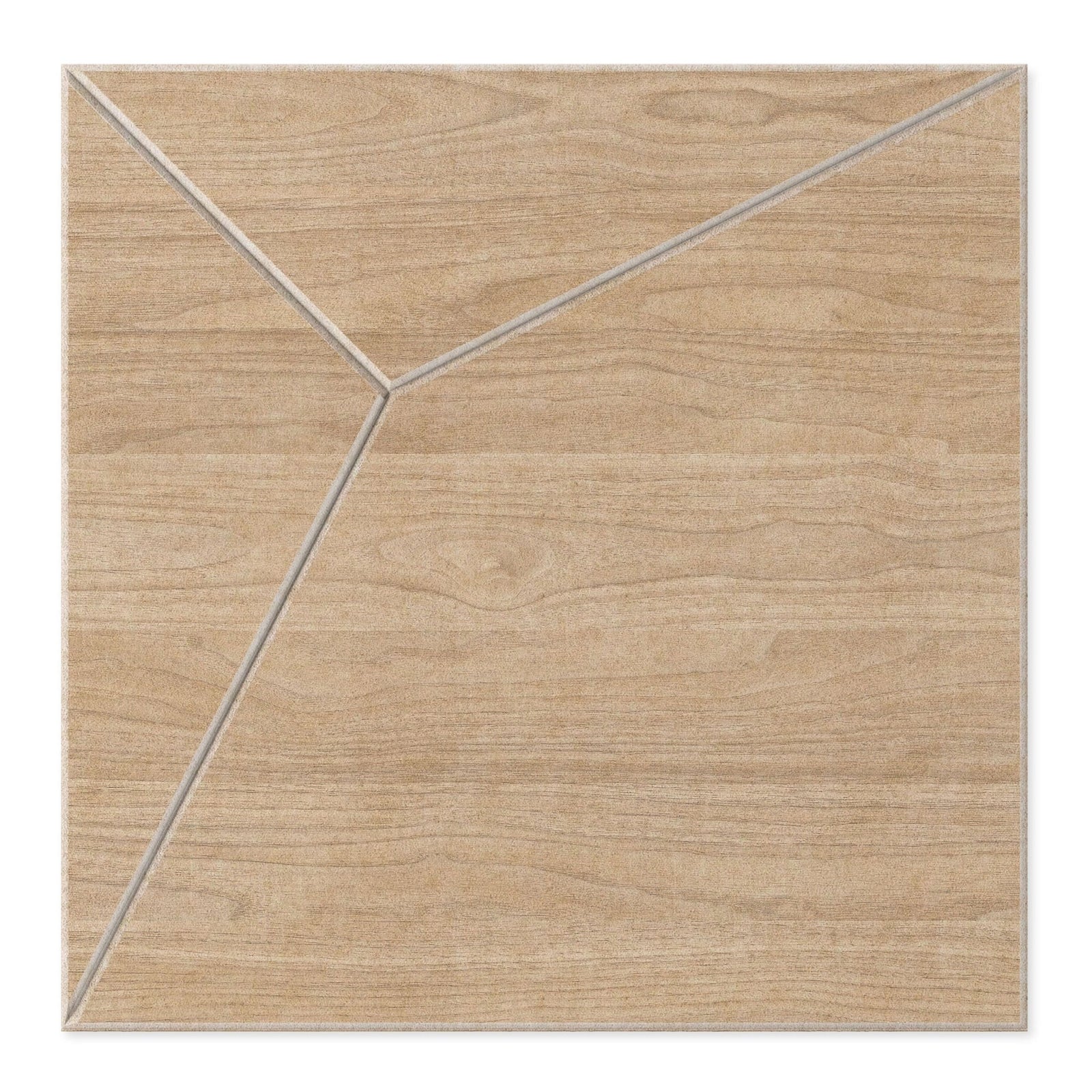 Natural oak Frag HarmonyCARV printed PET felt acoustic wall panel by Inhabit
