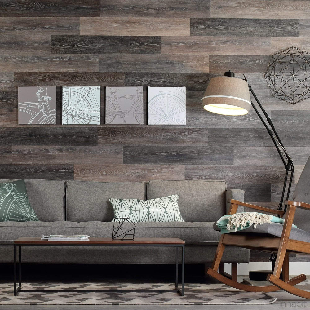 Planks - Gray Washed Oak Peel and Stick Wall Planks - 2 - Inhabit