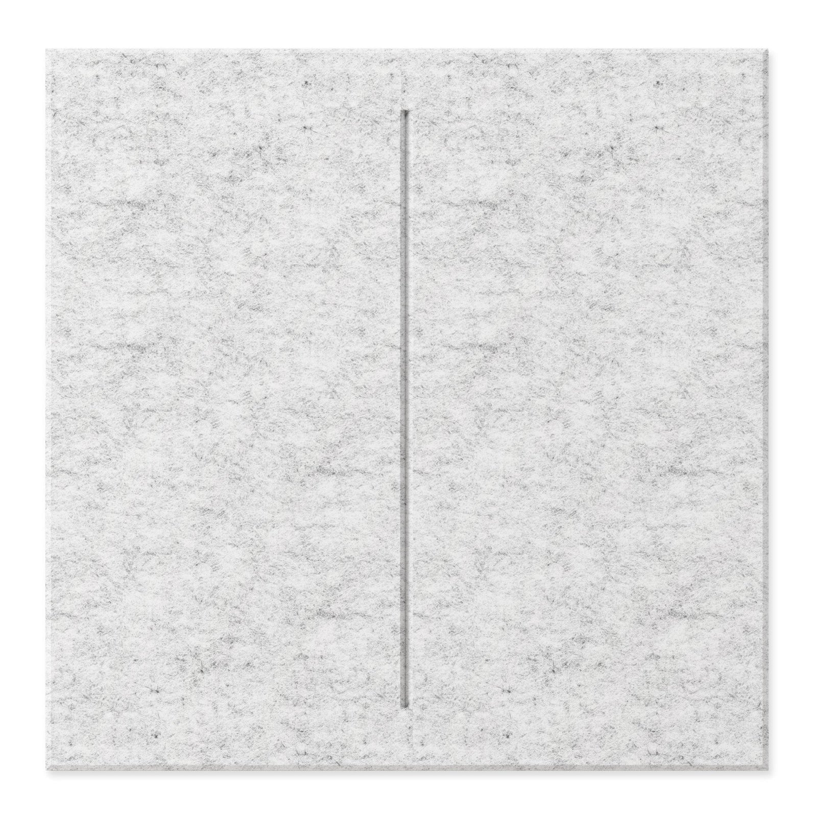 Light gray Hash HarmonyCARV PET felt acoustic wall panel by Inhabit with a single carved line