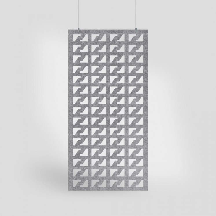 Houndstooth HarmonyDIVDR gray PET felt hanging acoustic panel by Inhabit.