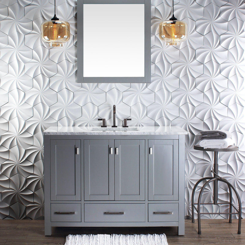 Cast Concrete Tiles - Kaleidoscope Cast Architectural Concrete Tile - White - 6 - Inhabit