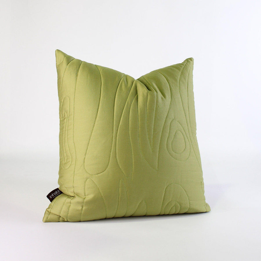Throw Pillows - Madera in Moss Quilted Throw Pillow - 1 - Inhabit