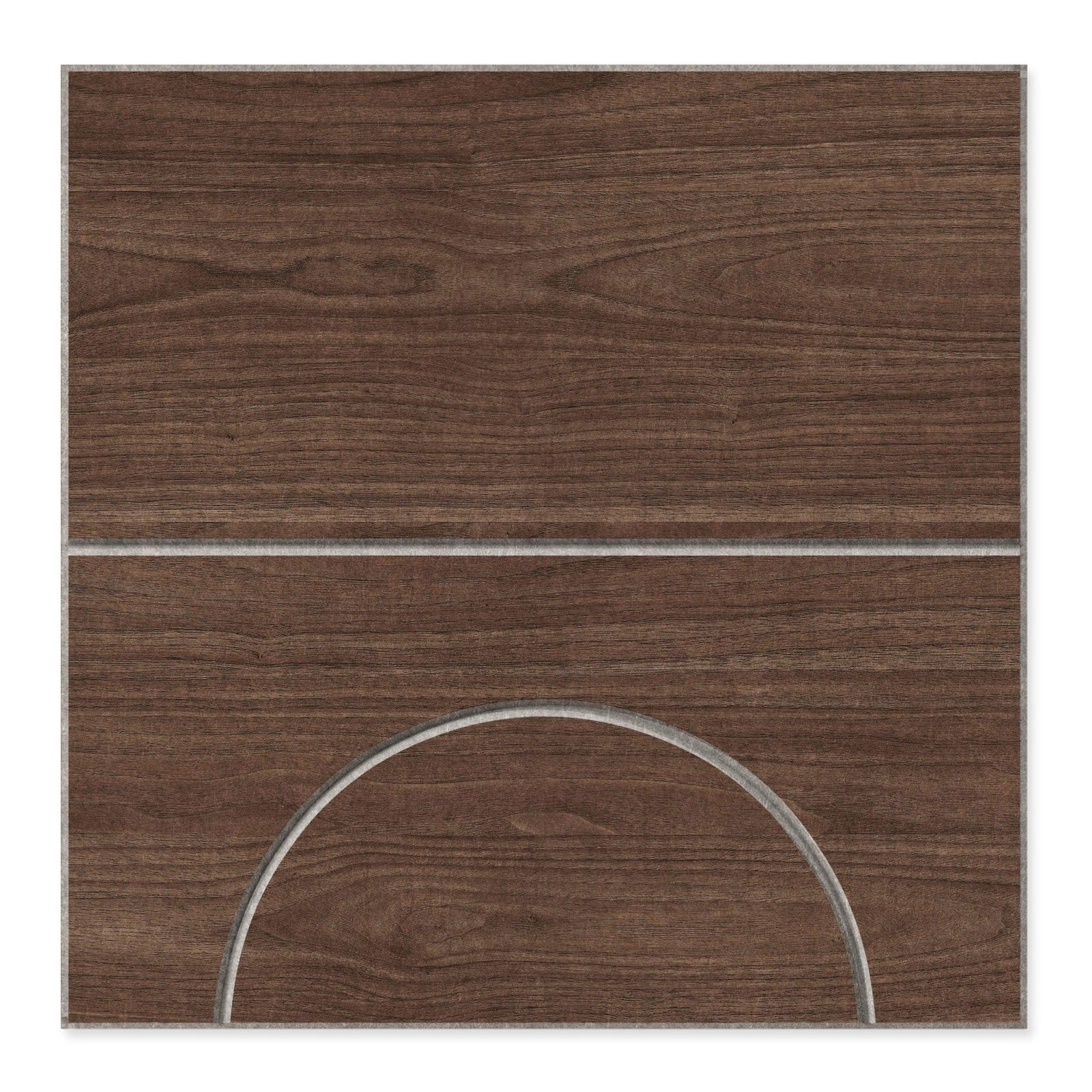Parcel HarmonyCARV walnut panel with light carved semicircle.