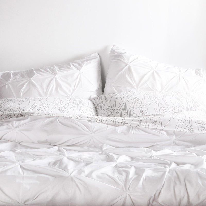 Bedding - Pinch in White Duvet Cover + Sham Set - 3 - Inhabit