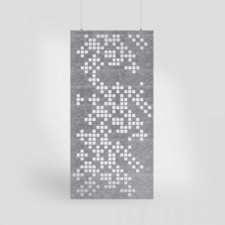 Scatter HarmonyDIVDR gray PET felt hanging acoustic panel by Inhabit.