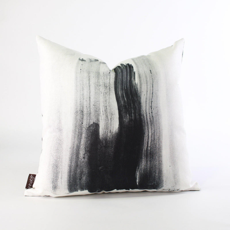 Handmade Pillows - Stroke 1 in Black & White Throw Pillow - 1 - Inhabit