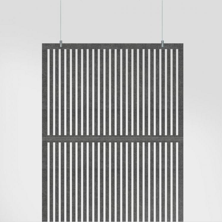 Vert HarmonyDIVDR hanging panels used as an acoustic room divider.
